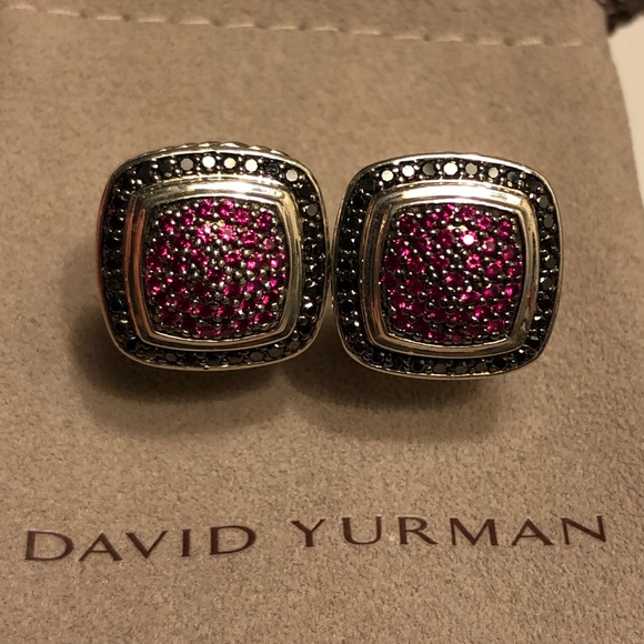 DY Pink Sapphire Black Diamond Pave Cufflinks - Picture 2 of 5